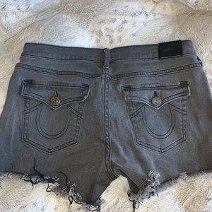True Religion Black Distressed Shorts